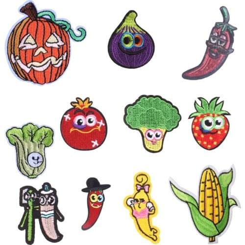 Cute Vegetable Pumpkin Patches for Clothing Iron on Embroidered Sewing Applique Fabric Badge DIY Apparel Accessories Decoration