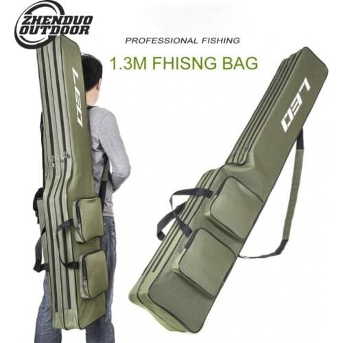 Portable Foldable Fishing Rod FishingBag Carrier Fish Pole Bags Fishing Gear Tools Storage Bag Case 1.3M