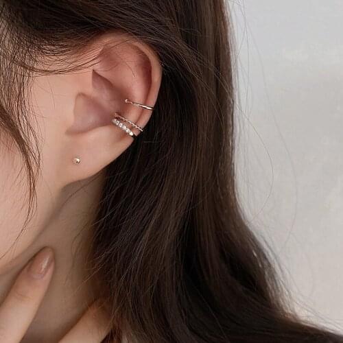 Crystal Clip Earrings Twist For Women Zircon Geometric Simple Fashion Vintage Punk Design Trendy Student Gifts Jewelry BOYULIGE