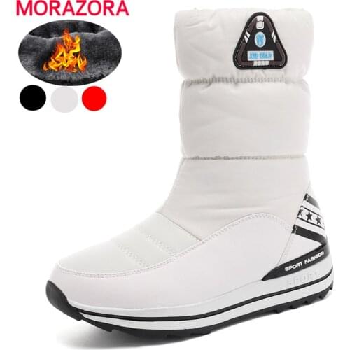 MORAZORA Plus size 31-43 Snow boots womens shoes platform waterproof winter boots female white warm cotton shoes ankle boots