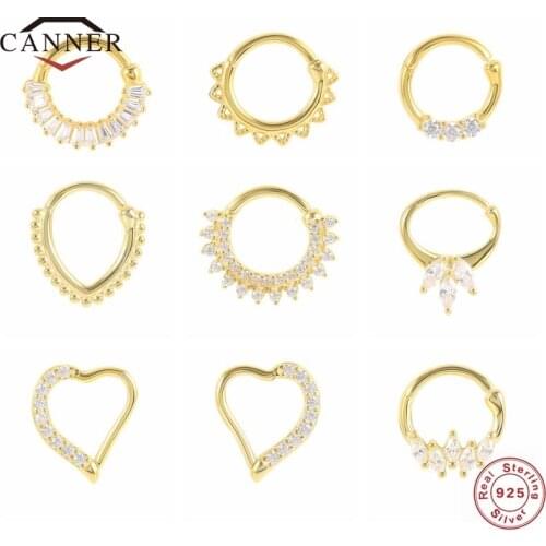 CANNER Exquisite Charm Small 925 Sterling Silver Piercing Cartilage Stud Earrings for Women Men Earings Nose Ring Fine Jewelry