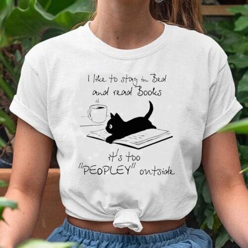 Women Graphic Animal Cat Coffee Love 2021 Funny 90s Trend Spring Summer Print Female Tshirt Lady Clothes Tops Tees T-Shirt