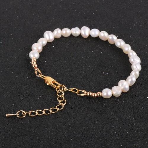 Natural Freshwater Pearls Bracelet For Women Korean Fashion Baroque White Pink Pearl Bracelets Ladies Wedding Party Jewelry Gift