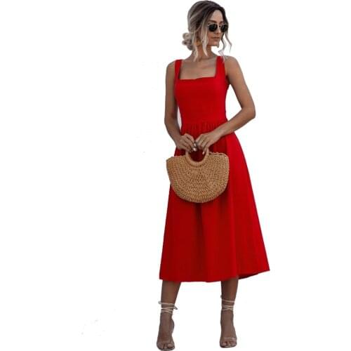 Women Long Dress Sexy Backless Casual White Black Ruched Slip Midi Dresses 2021 Ladies Strap Clothes Sundresses for Women Summer
