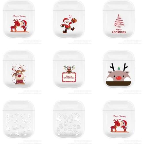 For AirPods 1 2 Hard PC Protector Cover Box Christmas Painted Transparen For apple air pods Bluetooth Wireless Earphone Cases