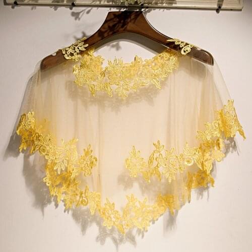 Gold Bridal Cape Dress Cloak Cover Appliqued Lace Torera Mujer Bolero Wedding Shawl Elegant Wedding Bolero Shrugs For Women