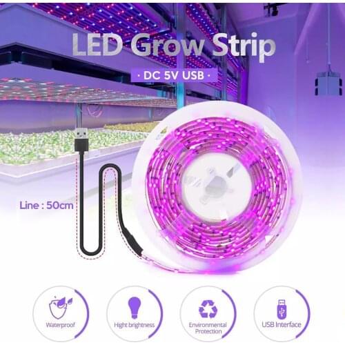 0.5/1/2/3m USB Phytolamps Grow Light Strip 5V LED Trimmable Indoor Plant Strip Flexible Self Adhesive Growing Lamp