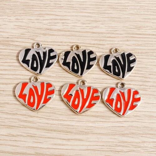 10pcs 18*17mm Alloy Enamel Love Heart Charms Pendants for Women Girl Fashion Necklaces Drop Earrings DIY Handmade Jewelry Making