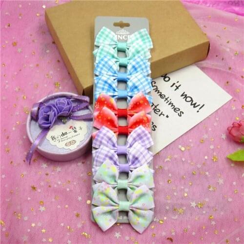 10PCS/Lot Lovely Piece Solid Hairpins Grosgrain Ribbon Bow Clips 2020 Korean Creativity Hair Accessories For Baby Girls NEW