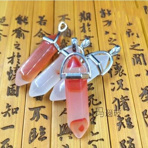 2pcs Hexagonal Point Reiki Chakra Healing Pendant For Necklace