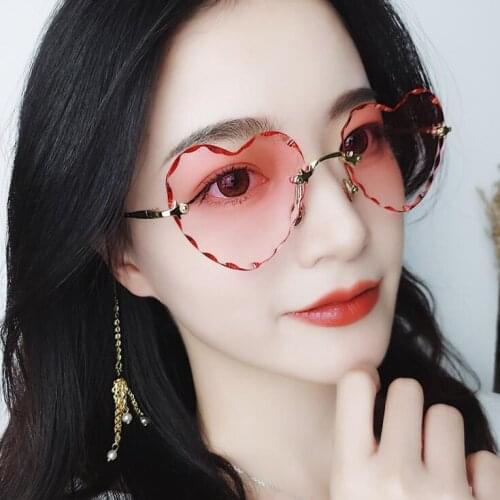 2021 Brand Designer Clear Sunglasses Women Semi Rimless Oversized Oval Sun Glasses Frame Vintage Shades Luxury Metal Eyewear