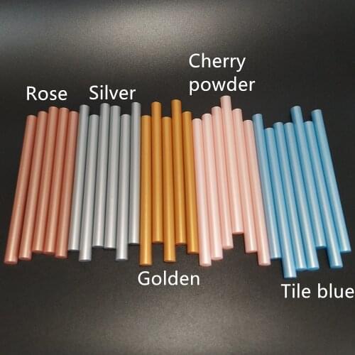 25pcs Hot Melt Glue Stick Retro Metallic Color Rose Gold Pink Blue Lacquer Wax Seal DIY Tools Adhesive 7x100mm