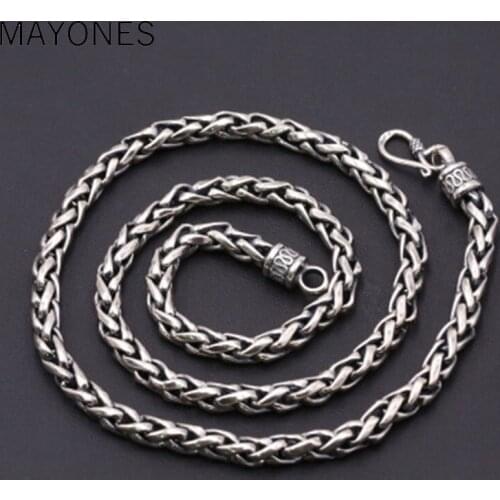 6MM Real Silver Necklace 925 Silver Thailand Silver Necklace Designer Vintage Silver Neckace Man Necklace free shipping