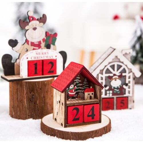 Wooden Christmas Calendar Santa Claus Dolls Elf Decor Merry Christmas Decorations for Home Noel Xmas Ornaments 2021 Navidad 2020