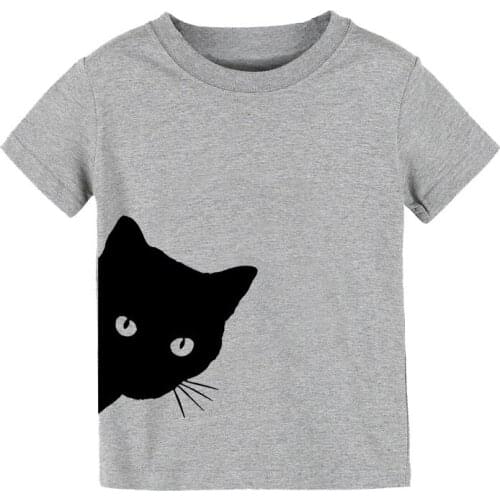 Cat looking outside peeking Kids tshirt Boy Girl t shirt For Children Toddler Clothes Funny Tumblr Top Tees Drop Ship CZ-57