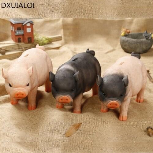 Childrens Christmas gifts, Childrens savings piggy bank collecting coins, beautifully decorated resin pig house coins