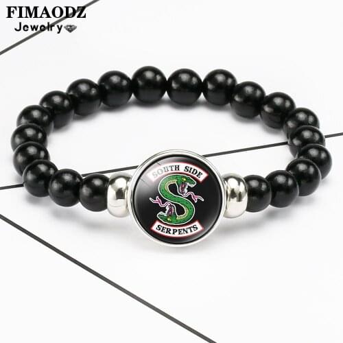 FIMAODZ Riverdale Beads Bracelet High Quality Glass Button Black Bracelets Charm Beaded Bangles for Friends