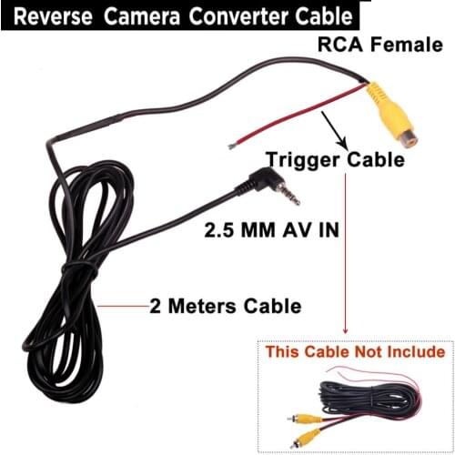 RCA to 2.5mm AV IN Converter Cable for Car Rear View Reverse Parking Camera to Car DVR GPS Tablet Parking Assistance