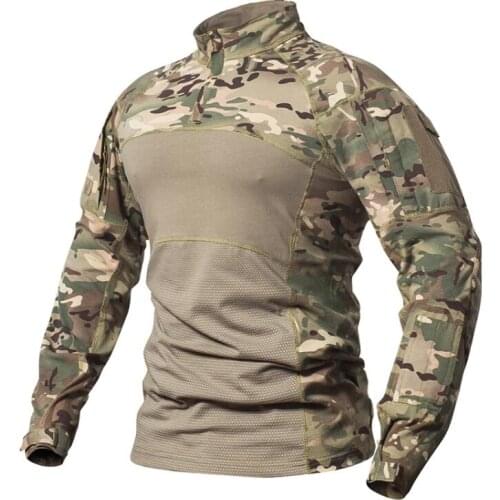 Soldier camo tshirt Tactical Combat Shirt Men Cotton Military Uniform Camouflage T Shirt US Army Clothes Camo Long Sleeve Shirt