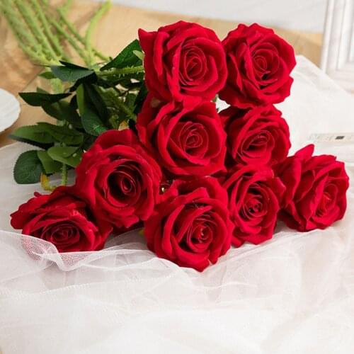 Red Rose Flowers Silk Artificial Flowers Wedding Valentines Day Home Party Hotel Decoration Wedding Scene Decor Fake Flowers