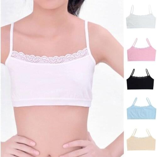 Lace Cotton Young Girls Training Bra 8-12Years Old Kids Bra Camisole Children Bras Condole Belt Vest H055