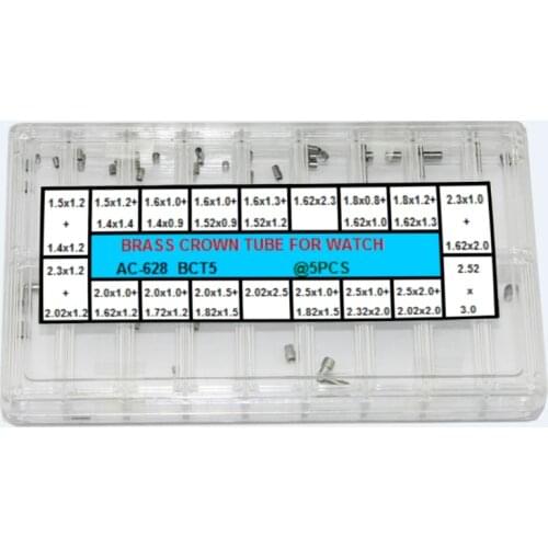 90 PCs Brass Watch Parts Assorted Watch Crown Tube Mixed Sizes for Watch Repair