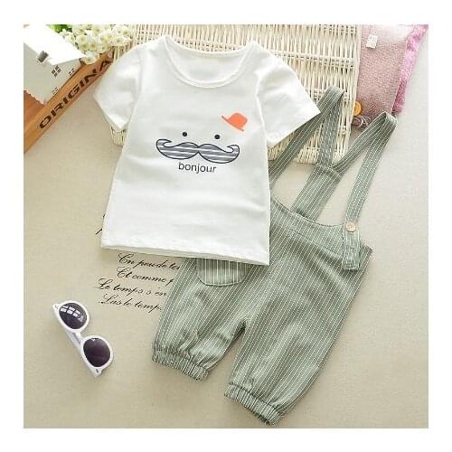 BibiCola 2019 baby boy clothing sets summer cartoon T-shirt+jeans overalls 2PCS toddler clothes suit infant casual sport outfits