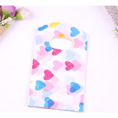 Lovely Small Wedding Candy Packaging Gift Bags with Multi Heart Favor Birthday Packing 50pcs/lot 9x15cm Wholesale