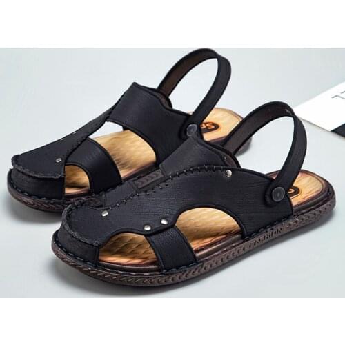 2021 New Summer Sandals Shoes Men Breathable Highquality Sandals Flat Bottom Large Size Wearresistant Fashion Casual Beach