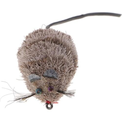 3D Eyes Soft Mouse Lure Top Water Tackle Hook Bass Bait Fly Fishing Flies with Artificial Fiber Hair
