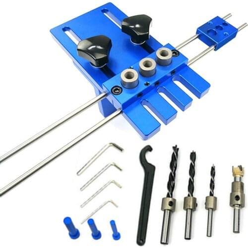 3 In 1 Doweling Jig 6/8/10mm Wood Drilling Guide Locator Adjustable Dowel Jig Kit for Furniture Fast Connecting Position Tools