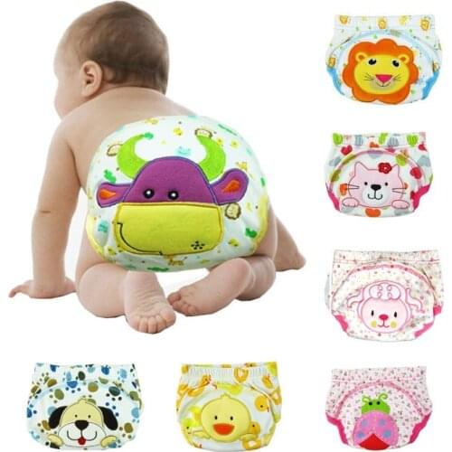 New Reusable Nappies Cute Baby Washable Diapers Training Cotton Cloth Diaper Infants Children Baby Training Pants Panties Nappy