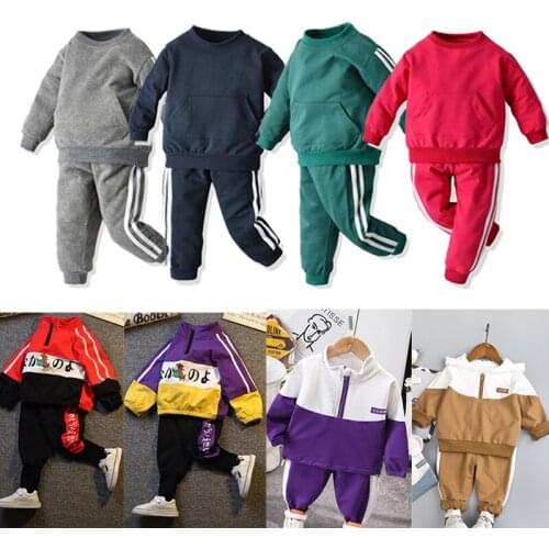 Toddler Boy Girls Clothes Long-sleeved Sports tracksuit Cotton Tops+Pants Two Pcs Boys Fashion Autumn Outdoor Wear Clothing Sets