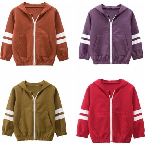 Girls Boys Long Sleeve Clothing Kids Spring Autumn Sport Outwear Coat Zipper Casual Children Hooded Clothes For 1-9 Years