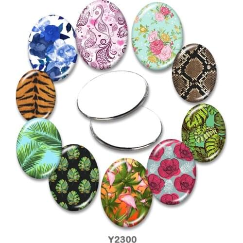 Plant Oval glass cabochon 13x18mm/18x25mm/30x40mm flat back Making findings TRY2300
