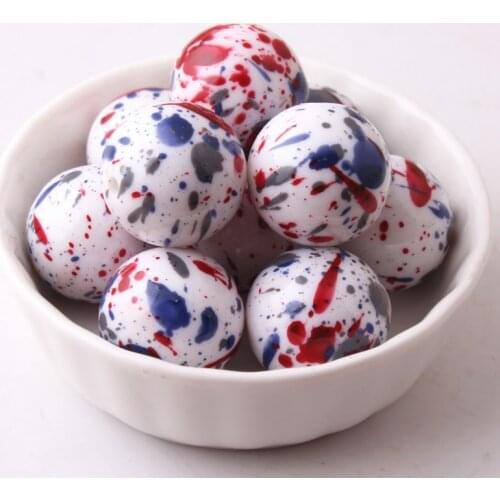 OYKZA Newest 20mm 100pcs Colorful Rainbow Mix Color Acrylic Splash Splatter Beads for Chunky Girls Necklace Jewelry