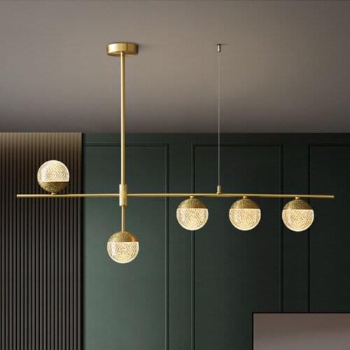 Modern Nordic Copper LED Pendant Lamp Home Dining Room Bar Ceiling Pendant Lights lndoor Lighting Acrylic Decoration Luminairea