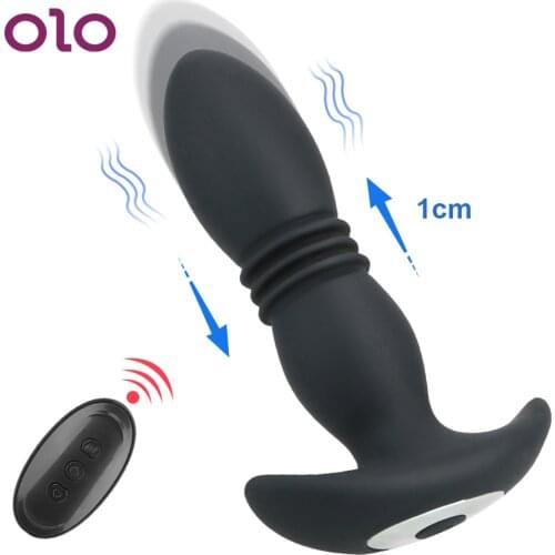 OLO Telescopic Anal Vibrator Butt Plug Vibrator Prostate Massager Wireless Remote Control Sex Toys for Women Men Masturbation