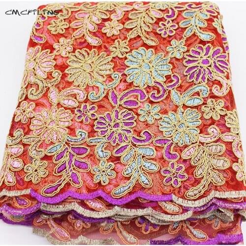 Embroidered Gauze Fabric For Wedding Dress Embroidered Flower Fabrics Sewing African Lace Textile Pierced Lace Fabrics 50*120cm