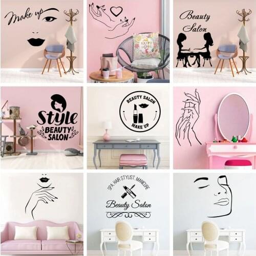 Diy Woman Beauty Salon Wall Stickers For Beauty Room Decor Wallpaper Wall Sticker Girl Bedroom Vinyl Decal muursticker