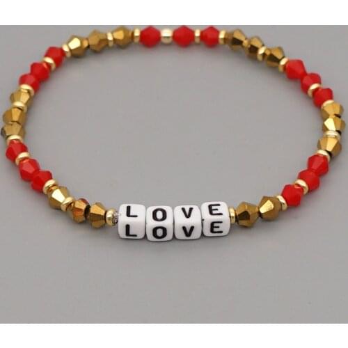 Go2Boho Crystals Bracelets Trendy Quartz Crystal Beaded Bracelet for Women Female Letter Love Pulseras Jewelry Strand Braclets