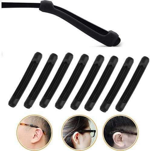 10Pcs Eyeglass Temple End Tips Anti Slip Sleeve Retainers Soft Silicone Ear Pad Sunglasses Spectacles Strap Holder Ear Sock Tube