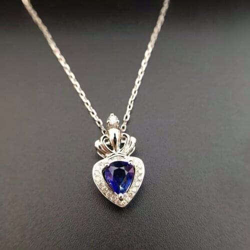 18K White Gold 0.557ct Natural Sapphire + 0.11ctDiamond Pendant Necklace Fine Jewelry Perfume Bottle Pendant sapphire-jewelry