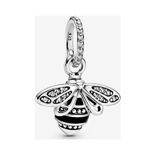 2020 New 925 Sterling Silver Beads Sparkling Queen Bee Pendant Charms fit Original Pandora Bracelets Women DIY Jewelry Gift