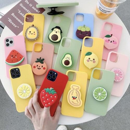 3D Cartoon Avocado Bow Holder Stand Soft Phone Case For iPhone 11 12 Pro Max mini 7 8 6 6S Plus XR X XS MAX SE Case Cover