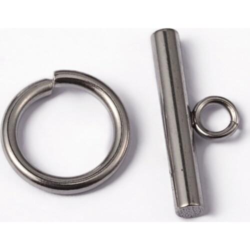 50Set 304 Stainless Steel Rings Toggle Clasps Jewelry Hooks Accessories,Stainless Steel Color,Ring:15x2mm,Bar:21x9x3mm, Hole:4mm