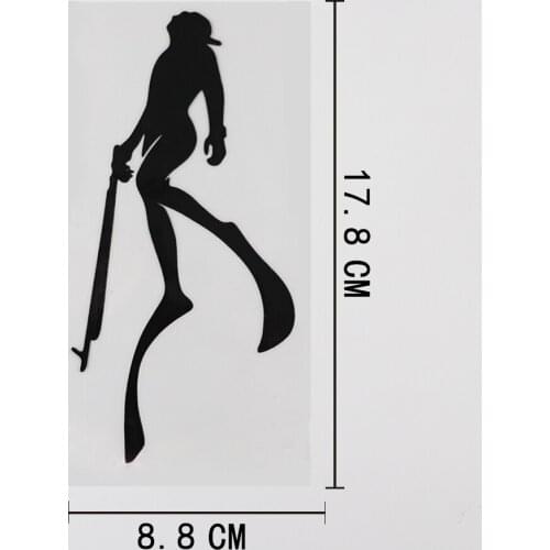 8.8CMX17.8CM Spear Fishing Fisherman Diver Decal Vinyl Car Sticker Black/Silver 8A-1102