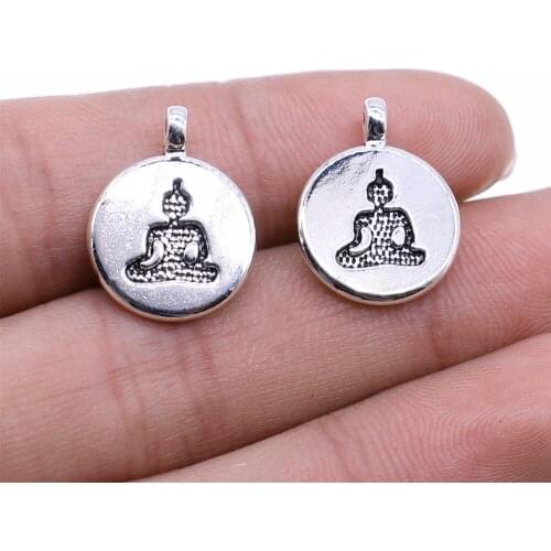 8pcs 2 Colors Antique Silver Color Antique Bronze Tone 19x14mm Buddha Statue Charms Pendant Jewelry Findings