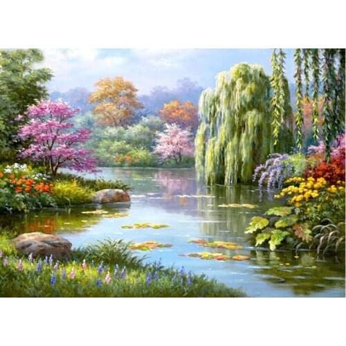 Diamond Painting Landscape Nature Cross Stitch Needlework Diamond Mosaic Diamond Embroidery Flowers Rose Pattern Hobbies Crafts