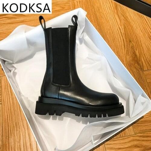 New Luxury Chelsea Boots Women Ankle Boots Chunky Winter Shoes Platform Ankle Boots Slip On Chunky Heel